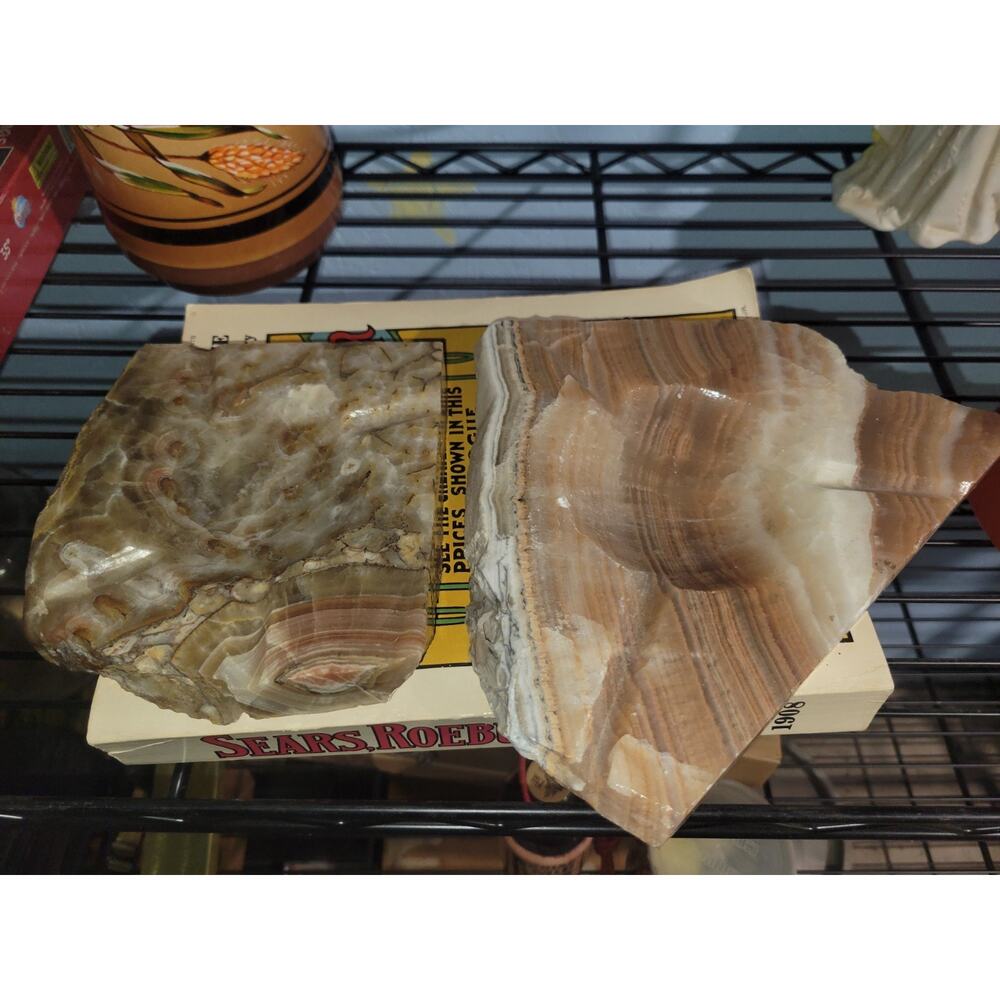 Pair Large Stone Marbled Cigar Ashtray Dish these are Heavy